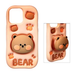 قاب سیلیکونی Bear استند شو Apple iPhone 13 Pro Max – گلبهی